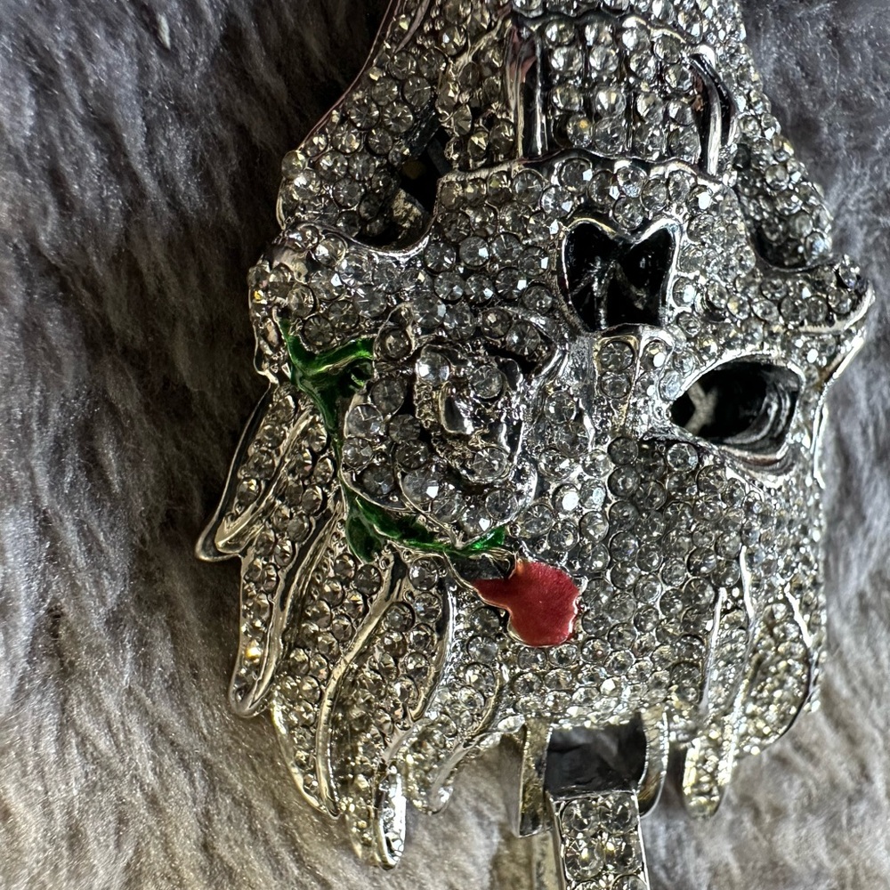 Silver crystal  Skull Pendant - Picture 4 of 11